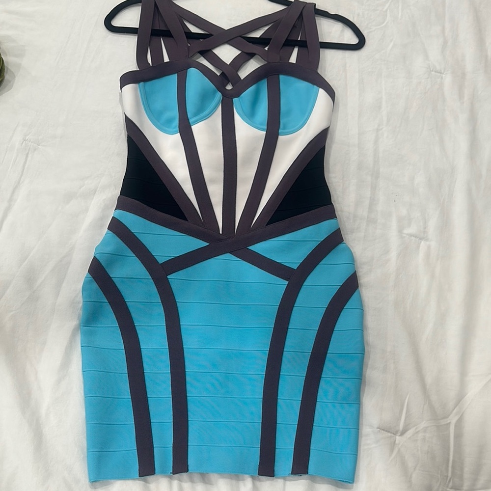 Elegant Blue and White Women's Dress